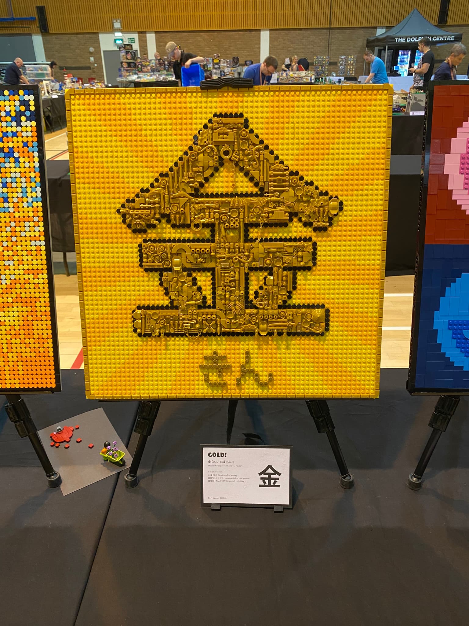 Clockson's LEGO® mosaic, Gold!, on display at Darlington Brick Show 2025