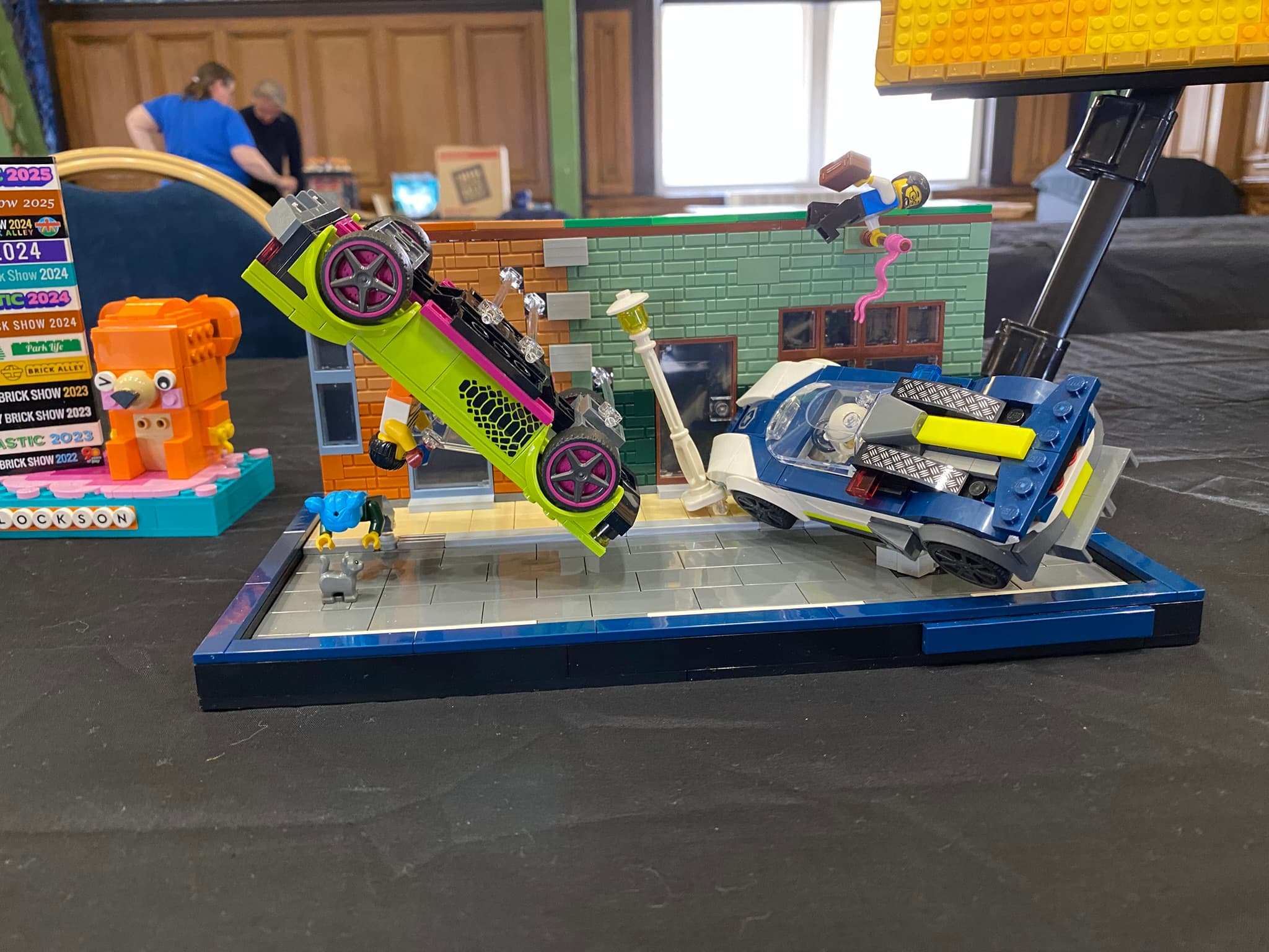 Clockson's LEGO® diorama, Cat in the Raod, on display at the Discovery Brick Show 2025