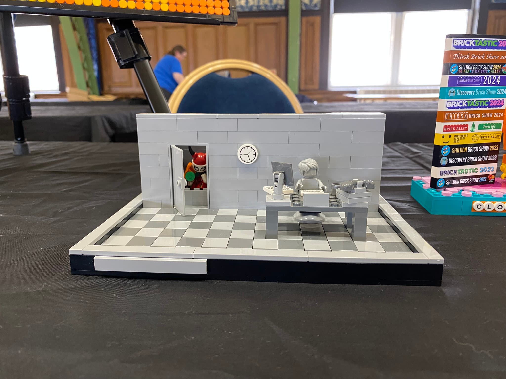 Clockson's LEGO® diorama, The Weekend Cupboard, on display at the Discovery Brick Show 2025