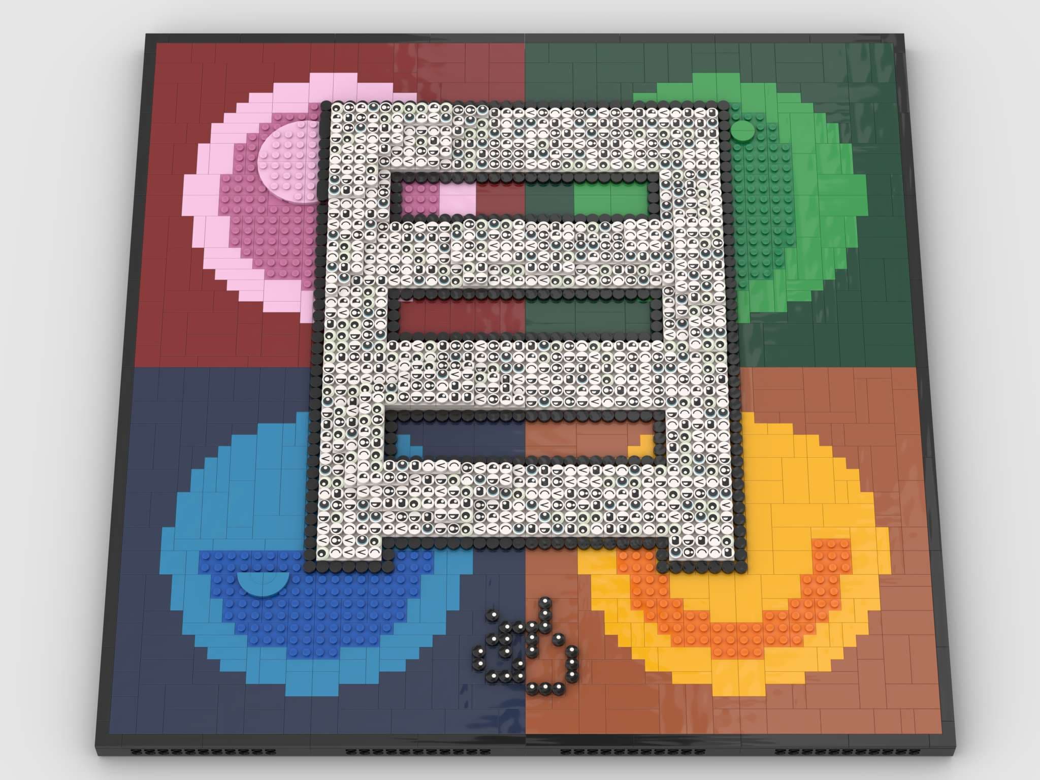 A LEGO® mosaic depicting the Japanese Kanji for Eye