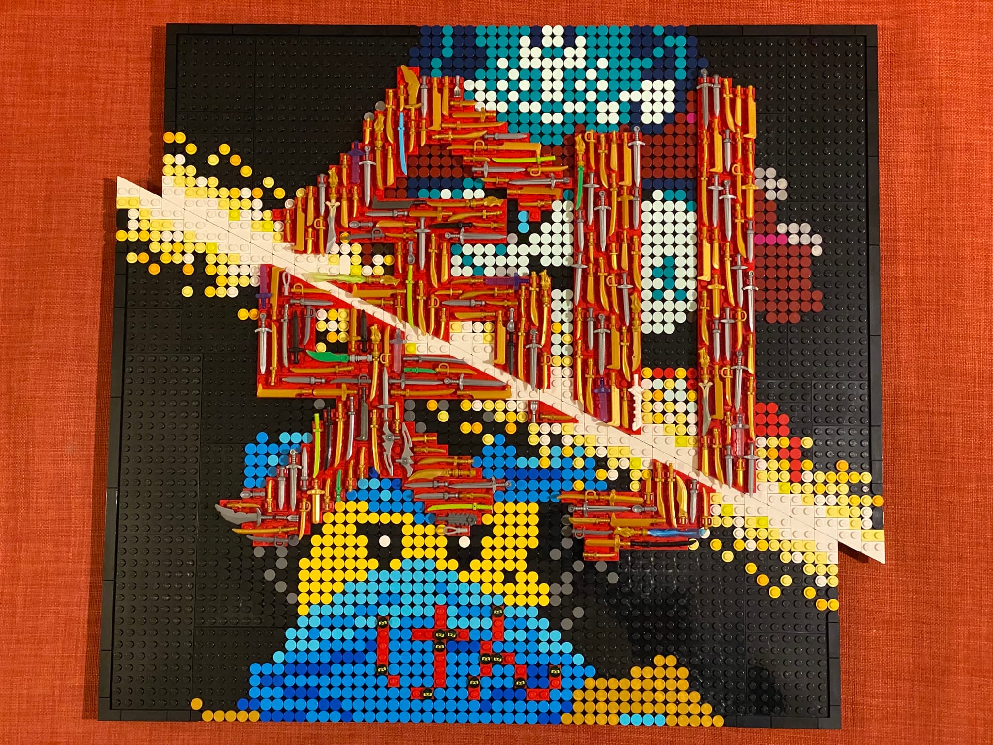 A LEGO® mosaic depicting the Japanese Kanji for Sword